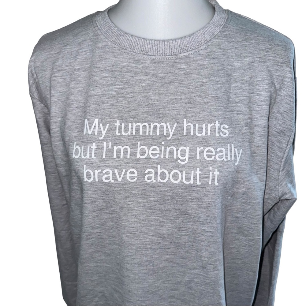NWOT Tummy Hurts Sweatshirt Gray Size XL - Picture 2 of 5